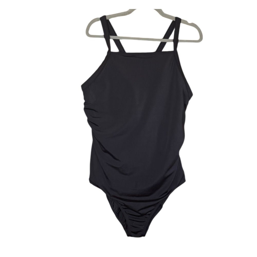 Lands End One Piece Swimsuit Tummy Control 22W Plus‎ Criss Cross Back Black